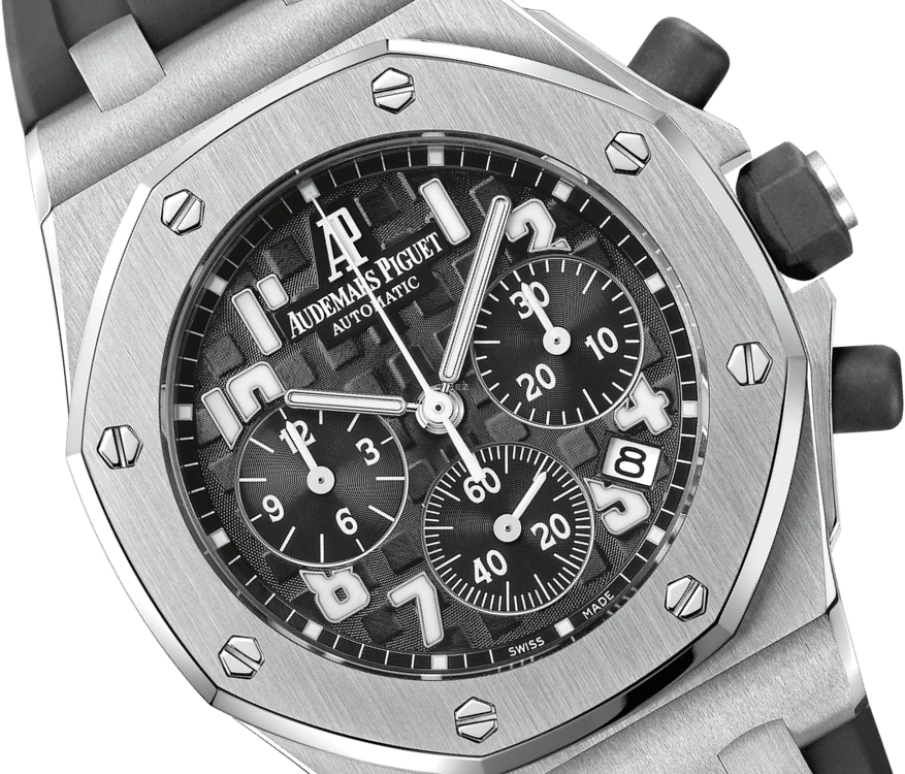 Audemars Piguet,Royal Oak Offshore 37mm,37mm,Rubber,Stainless Steel,Black,Automatic,Chronograph,Day,26283ST,26283ST.OO.D002CA.01