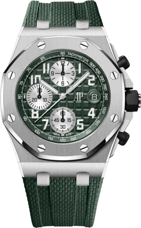 Audemars Piguet,Royal Oak Offshore 42mm,42mm,Titanium,Green,Automatic,Chronograph,Day,26238TI,26238TI.OO.A056CA.01