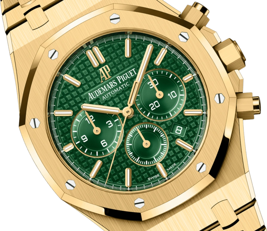 Audemars Piguet,Royal Oak 41mm,41mm,Yellow Gold,Green,Automatic,Chronograph,Day,26331BA,26331BA.OO.1220BA.02