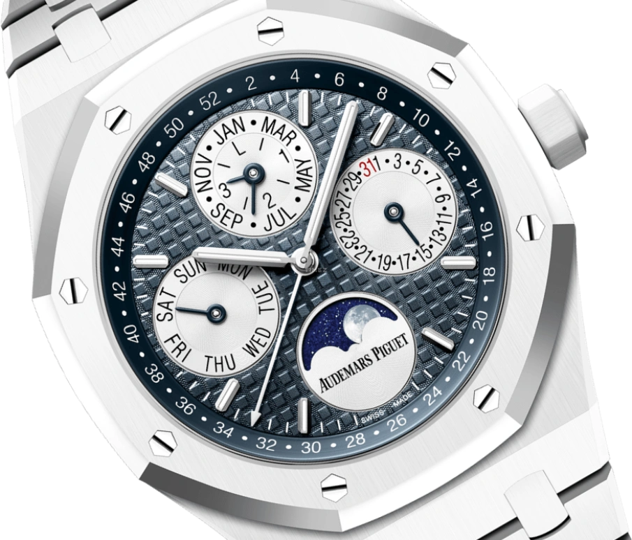 Audemars Piguet,Royal Oak 41mm,41mm,Ceramic,Blue,Automatic,Moonphase,Perpetual Calendar,Leap Year,Month,40hours,In-house Caliber,Edward Christopher Sheeran,Ed Sheeran,26579CB,26579CB.OO.1225CB.01