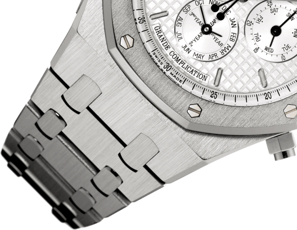 Audemars Piguet,Royal Oak 44mm,44mm,White Gold,Silver,White,Automatic,Chronograph,Moonphase,Perpetual Calendar,Month,45hours,In-house Caliber,25865BC,25865BC.OO.1105BC.04