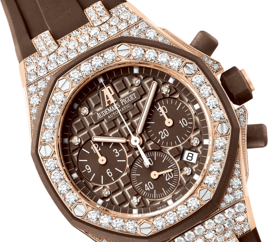 Audemars Piguet,Royal Oak Offshore 37mm,37mm,Pink Gold,Rubber,Brown,Rose,Automatic,Chronograph,Day,26092OK,26092OK.ZZ.D080CA.01