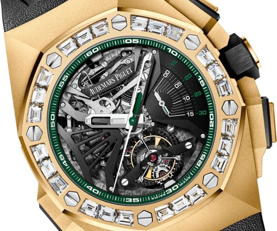 Audemars Piguet,Royal Oak Concept 44mm,44mm,Ceramic,Yellow Gold,Skeleton,Grey,Handwound,Chronograph,Tourbillon,Minute Repeater,26593BA,26593BA.ZZ.D002CA.01