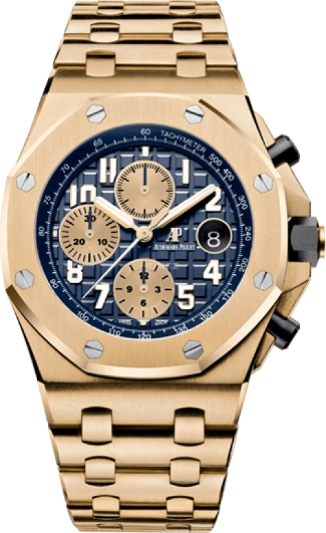Audemars Piguet,Royal Oak Offshore 42mm,42mm,Ceramic,Yellow Gold,Blue,Automatic,Chronograph,Day,26470BA,26470BA.OO.1000BA.01