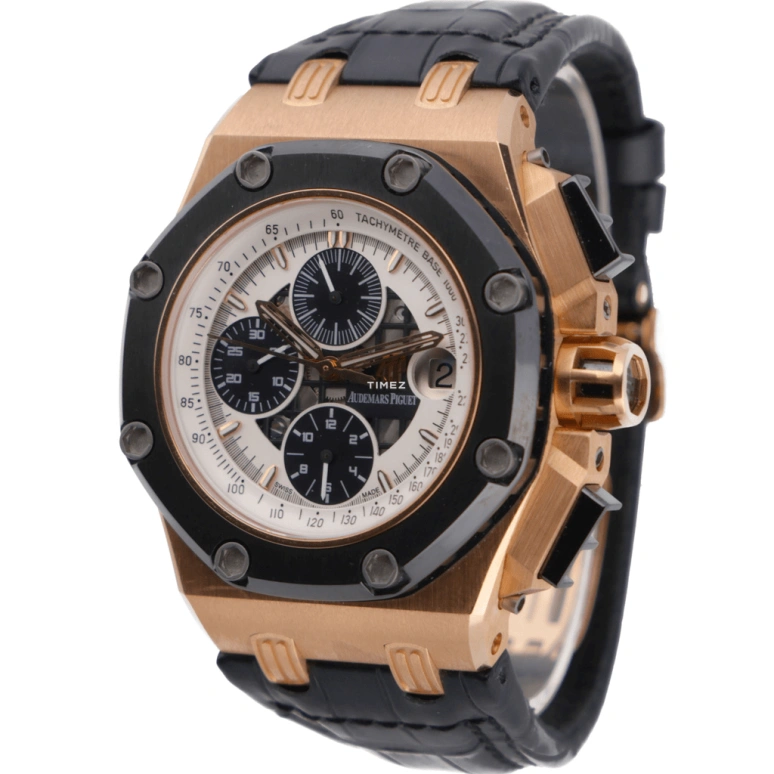 Audemars Piguet,Royal Oak Offshore 42mm,42mm,Pink Gold,Titanium,Ceramic,Skeleton,Black,White,Automatic,Chronograph,Day,26286RO,26286RO.OO.D002CR.01
