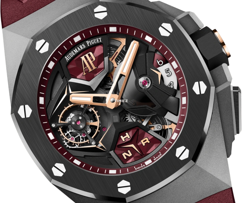Audemars Piguet,Royal Oak Concept 44mm,44mm,Titanium,Grey,Skeleton,Red,Handwound,Dule Time,Tourbillon,Function Selector,26589IO,26589IO.OO.D500CA.01