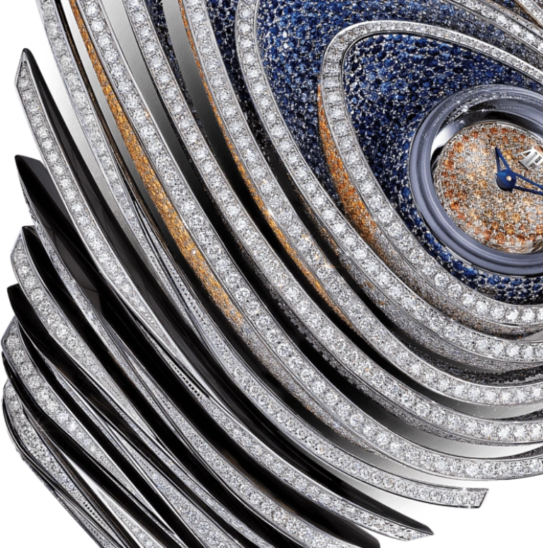 Audemars Piguet,Haute Joaillerie 47.20mm,47.20mm,White Gold,Blue,Gradient,Orange,Quartz,In-house Caliber,Sapphire,67705BC,67705BC.ZS.9192BC.01