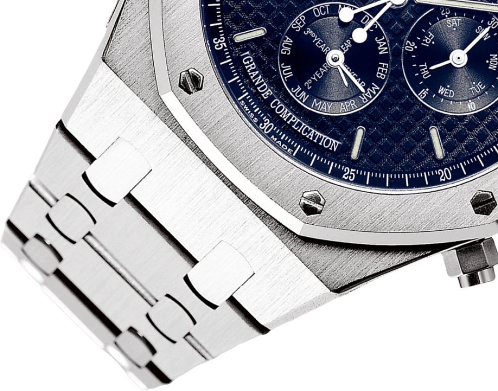 Audemars Piguet,Royal Oak 44mm,44mm,White Gold,Blue,Automatic,Chronograph,Moonphase,Perpetual Calendar,Month,45hours,In-house Caliber,25865BC,25865BC.OO.1105BC.01