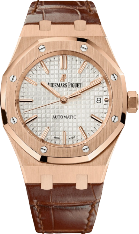 Audemars Piguet,Royal Oak 37mm,37mm,Pink Gold,Silver,White,Silver White,Automatic,Day,60hours,15450OR,15450OR.OO.D088CR.01