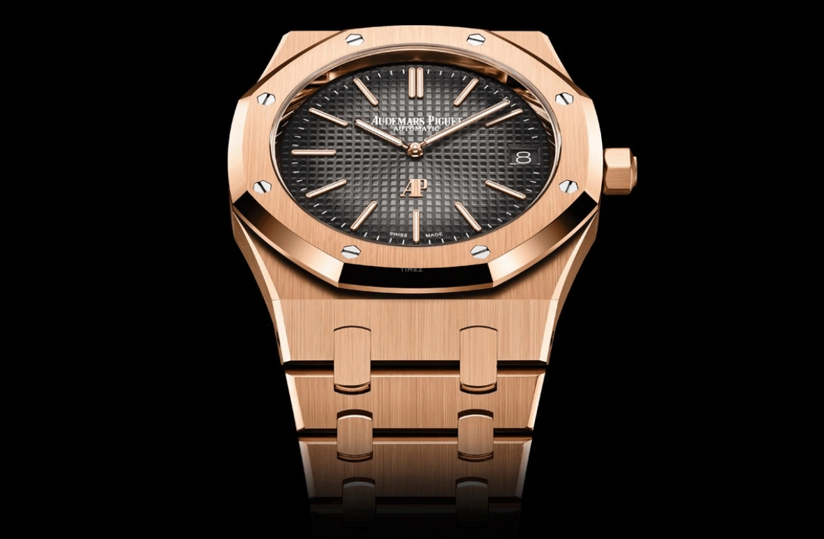 Audemars Piguet,Royal Oak 39mm,39mm,Pink Gold,Grey,Automatic,Day,55hours,16202OR,16202OR.OO.1240OR.01 50th