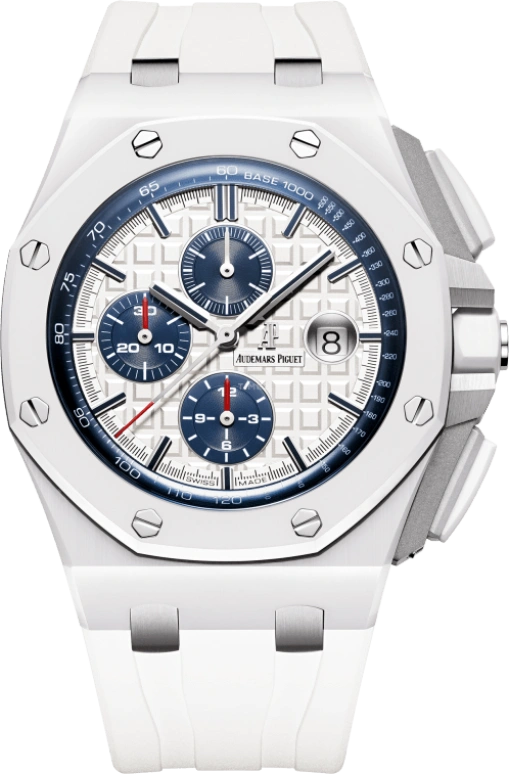 Audemars Piguet,Royal Oak Offshore 44mm,44mm,Titanium,Ceramic,White,Silver,Automatic,Chronograph,Day,26402CB,26402CB.OO.A010CA.01