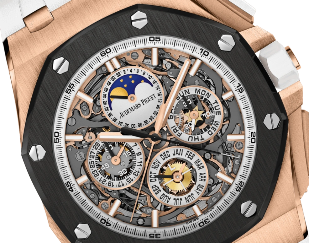 Audemars Piguet,Royal Oak Offshore 44mm,44mm,Pink Gold,Ceramic,Skeleton,Automatic,Chronograph,Moonphase,Perpetual Calendar,Month,45hours,In-house Caliber,26571RO,26571RO.OO.A010CA.01