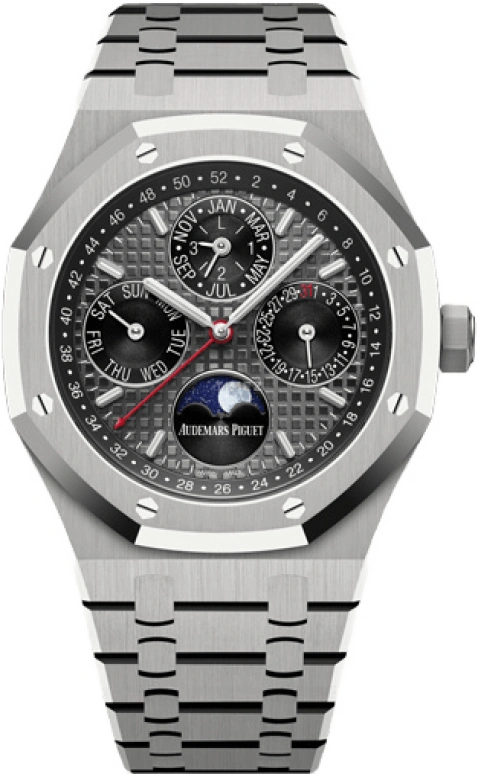 Audemars Piguet,Royal Oak 41mm,41mm,Titanium,Grey,Automatic,Moonphase,Perpetual Calendar,Leap Year,Month,40hours,In-house Caliber,26609TI,26609TI.OO.1220TI.01