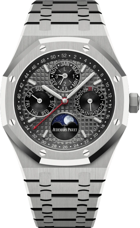 Audemars Piguet,Royal Oak 41mm,41mm,Titanium,Grey,Automatic,Moonphase,Perpetual Calendar,Leap Year,Month,40hours,In-house Caliber,26609TI,26609TI.OO.1220TI.01