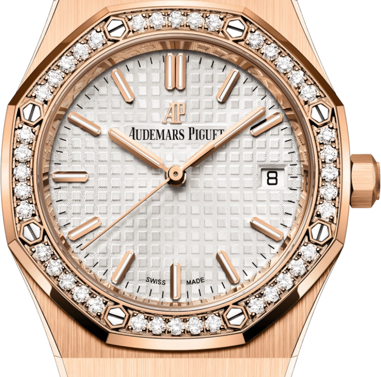 Audemars Piguet,Royal Oak 34mm,34mm,Red Gold,Silver,White,Automatic,Day,50hours,77351OR,77351OR.ZZ.1261OR.01