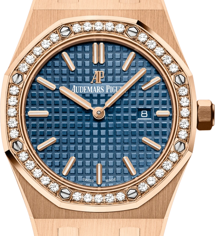 Audemars Piguet,Royal Oak 33mm,33mm,Pink Gold,Blue,Quartz,Day,In-house Caliber,67651OR,67651OR.ZZ.1261OR.02