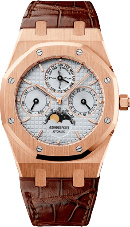 Audemars Piguet,Royal Oak 39mm,39mm,Rose Gold,Silver,Automatic,Moonphase,Perpetual Calendar,Leap Year,Month,40hours,In-house Caliber,26252OR,26252OR.OO.D092CR.02