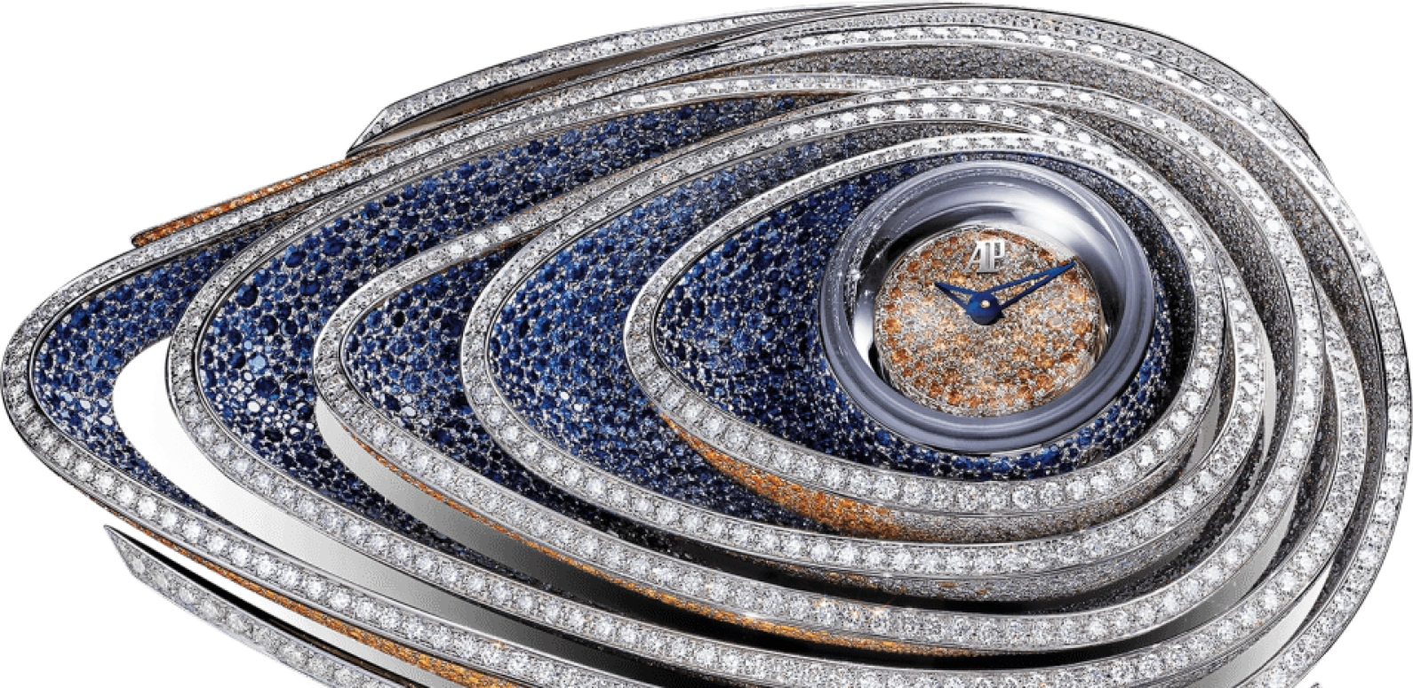 Audemars Piguet,Haute Joaillerie 47.20mm,47.20mm,White Gold,Blue,Gradient,Orange,Quartz,In-house Caliber,Sapphire,67705BC,67705BC.ZS.9192BC.01