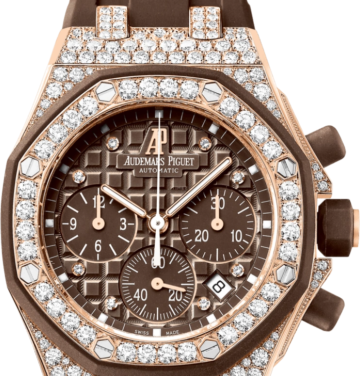 Audemars Piguet,Royal Oak Offshore 37mm,37mm,Pink Gold,Rubber,Brown,Rose,Automatic,Chronograph,Day,26092OK,26092OK.ZZ.D080CA.01