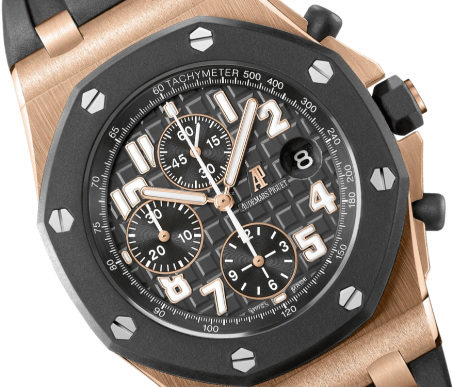 Audemars Piguet,Royal Oak Offshore 42mm,42mm,Pink Gold,Rubber,Grey,Automatic,Chronograph,Day,25940OK,25940OK.OO.D002CA.02