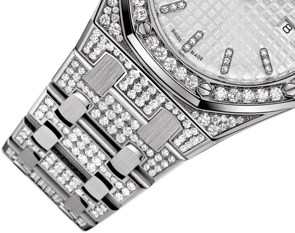 Audemars Piguet,Royal Oak 33mm,33mm,White Gold,Silver,White,Quartz,Day,In-house Caliber,67652BC,67652BC.ZZ.1262BC.01