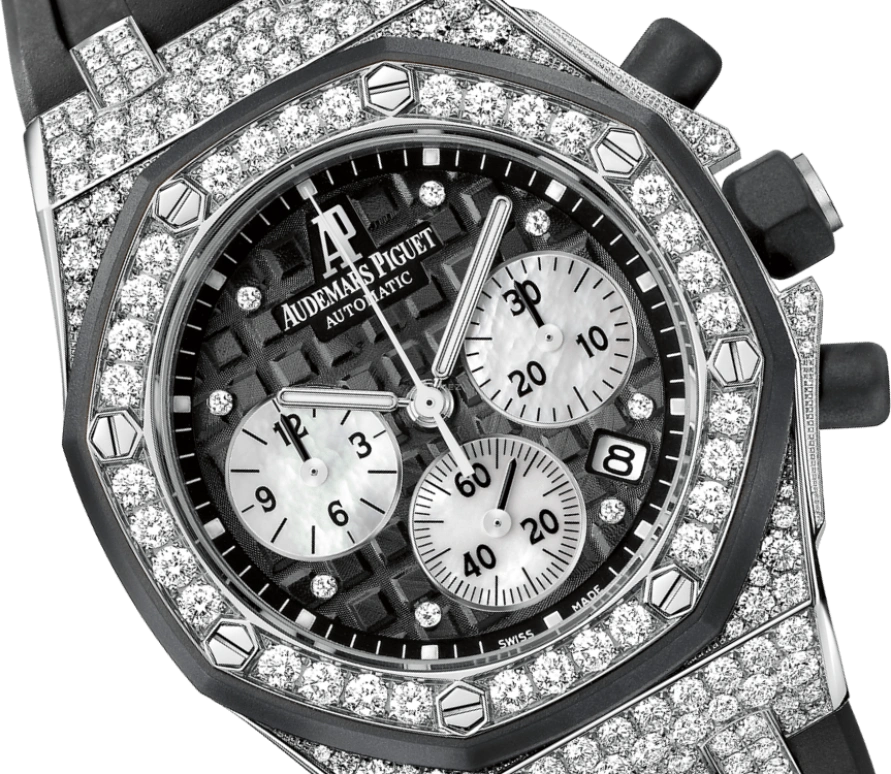 Audemars Piguet,Royal Oak Offshore 37mm,37mm,White Gold,Rubber,Black,Automatic,Chronograph,Day,26092CK,26092CK.ZZ.D002CA.01