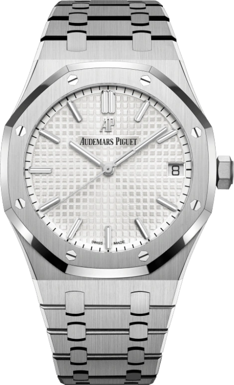 Audemars Piguet,Royal Oak 41mm,41mm,Stainless Steel,Silver,White,Automatic,Day,70hours,15500ST,15500ST.OO.1220ST.04