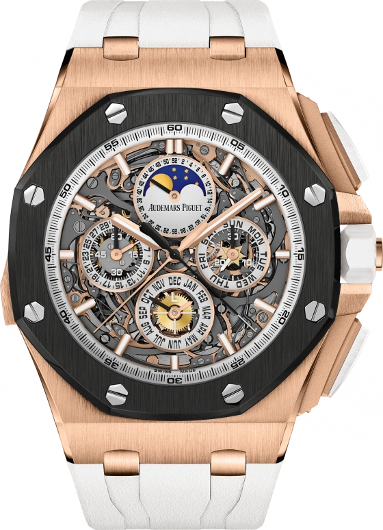 Audemars Piguet,Royal Oak Offshore 44mm,44mm,Pink Gold,Ceramic,Skeleton,Automatic,Chronograph,Moonphase,Perpetual Calendar,Month,45hours,In-house Caliber,26571RO,26571RO.OO.A010CA.01