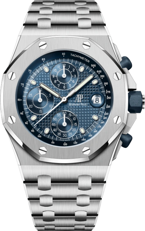 Audemars Piguet,Royal Oak Offshore 42mm,42mm,Stainless Steel,Blue,Automatic,Chronograph,Day,26238ST,26238ST.OO.2000ST.01