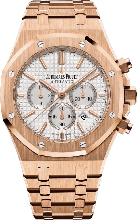 Audemars Piguet,Royal Oak 41mm,41mm,Rose Gold,Silver,White,Automatic,Chronograph,Day,26320OR,26320OR.OO.1220OR.02