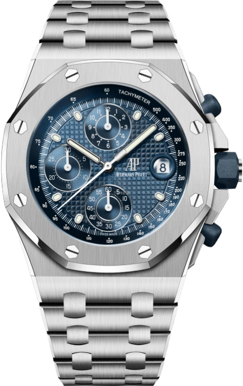 Audemars Piguet,Royal Oak Offshore 42mm,42mm,Stainless Steel,Blue,Automatic,Chronograph,Day,26238ST,26238ST.OO.2000ST.01