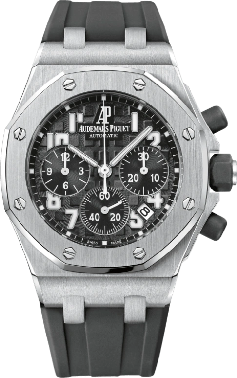 Audemars Piguet,Royal Oak Offshore 37mm,37mm,Rubber,Stainless Steel,Black,Automatic,Chronograph,Day,26283ST,26283ST.OO.D002CA.01