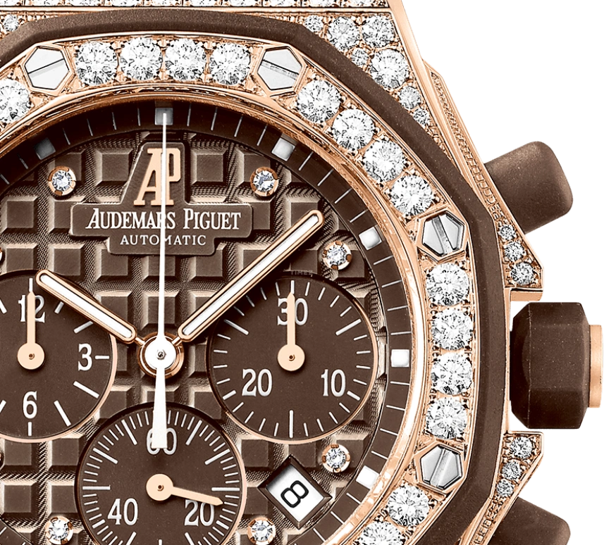 Audemars Piguet,Royal Oak Offshore 37mm,37mm,Pink Gold,Rubber,Brown,Rose,Automatic,Chronograph,Day,26092OK,26092OK.ZZ.D080CA.01