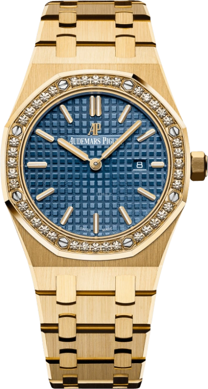 Audemars Piguet,Royal Oak 33mm,33mm,Yellow Gold,Blue,Quartz,Day,In-house Caliber,67651BA,67651BA.ZZ.1261BA.02