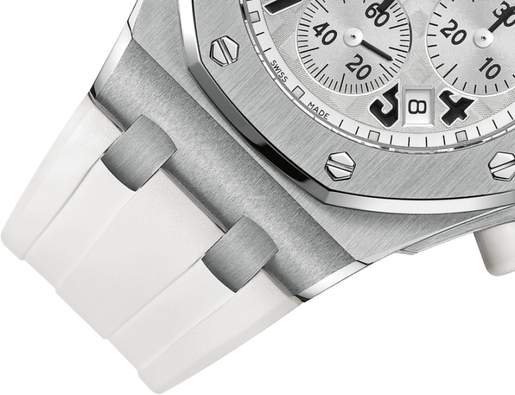 Audemars Piguet,Royal Oak Offshore 37mm,37mm,Rubber,Stainless Steel,White,Silver,Automatic,Chronograph,Day,26283ST,26283ST.OO.D010CA.01