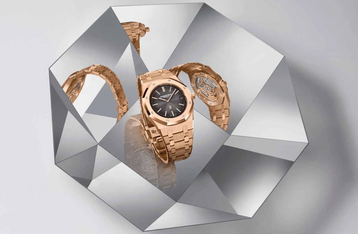 Audemars Piguet,Royal Oak 39mm,39mm,Pink Gold,Grey,Automatic,Day,55hours,16202OR,16202OR.OO.1240OR.01 50th