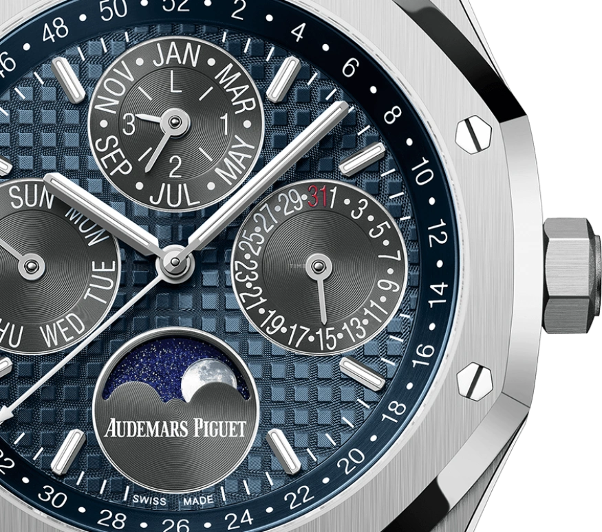 Audemars Piguet,Royal Oak 41mm,41mm,Titanium,Blue,Automatic,Moonphase,Perpetual Calendar,Leap Year,Month,40hours,In-house Caliber,26574TI,26574TI.OO.1220TI.01