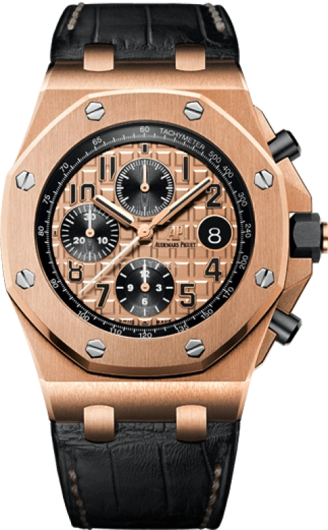 Audemars Piguet,Royal Oak Offshore 42mm,42mm,Pink Gold,Ceramic,Champagne,Automatic,Chronograph,Day,26470OR,26470OR.OO.A002CR.01