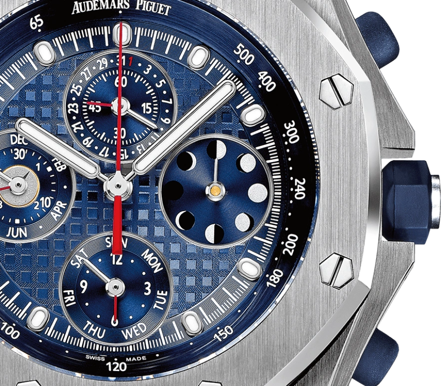 Audemars Piguet,Royal Oak Offshore 42mm,42mm,Platinum,Blue,Automatic,Chronograph,Moonphase,Perpetual Calendar,Leap Year,38hours,In-house Caliber,26209PT,26209PT.OO.D305CR.01