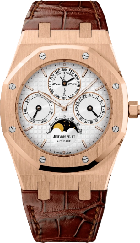 Audemars Piguet,Royal Oak 39mm,39mm,Rose Gold,Silver,Automatic,Moonphase,Perpetual Calendar,Leap Year,Month,40hours,In-house Caliber,26252OR,26252OR.OO.D092CR.02