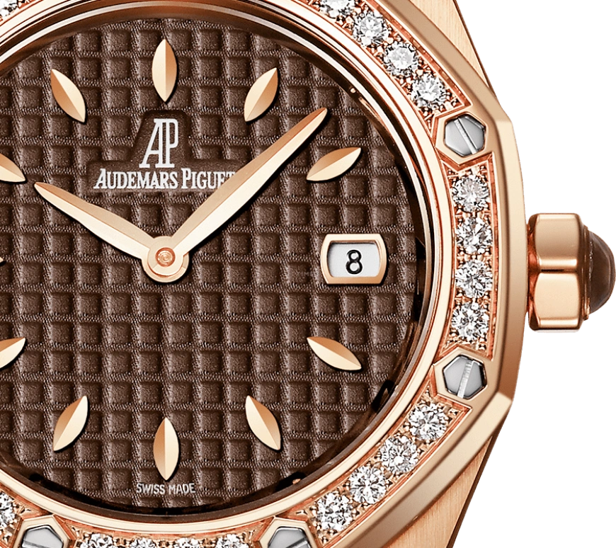 Audemars Piguet,Royal Oak 33mm,33mm,Rose Gold,Brown,Quartz,Day,In-house Caliber,67621OR,67621OR.ZZ.D080CA.01