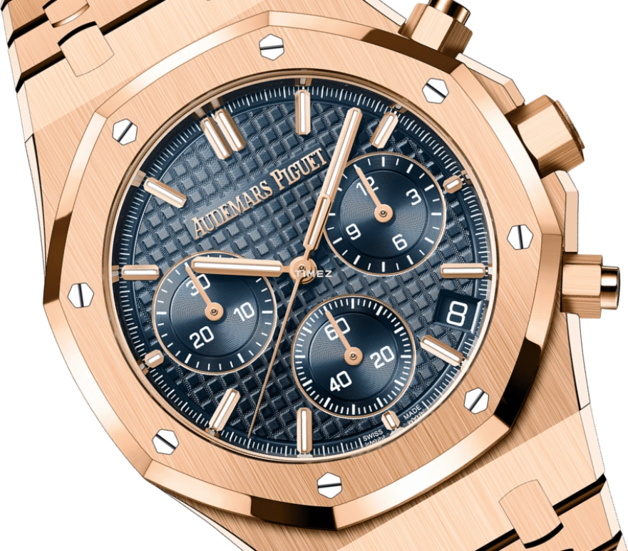 Audemars Piguet,Royal Oak 41mm,41mm,Rose Gold,Blue,Automatic,Chronograph,Day,Flyback,26240OR,26240OR.OO.1320OR.05