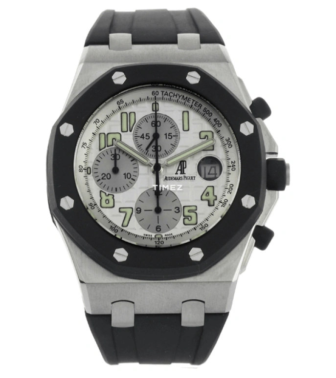 Audemars Piguet,Royal Oak Offshore 42mm,42mm,Rubber,Stainless Steel,Silver,White,Automatic,Chronograph,Day,25940SK,25940SK.OO.D002CA.02