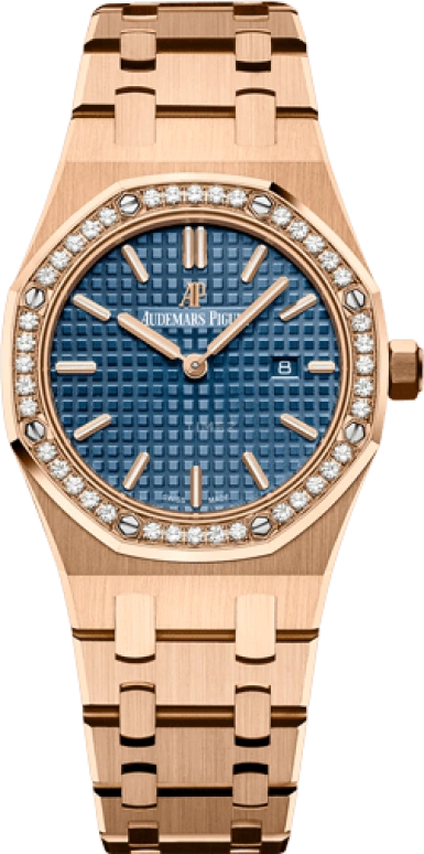 Audemars Piguet,Royal Oak 33mm,33mm,Pink Gold,Blue,Quartz,Day,In-house Caliber,67651OR,67651OR.ZZ.1261OR.02