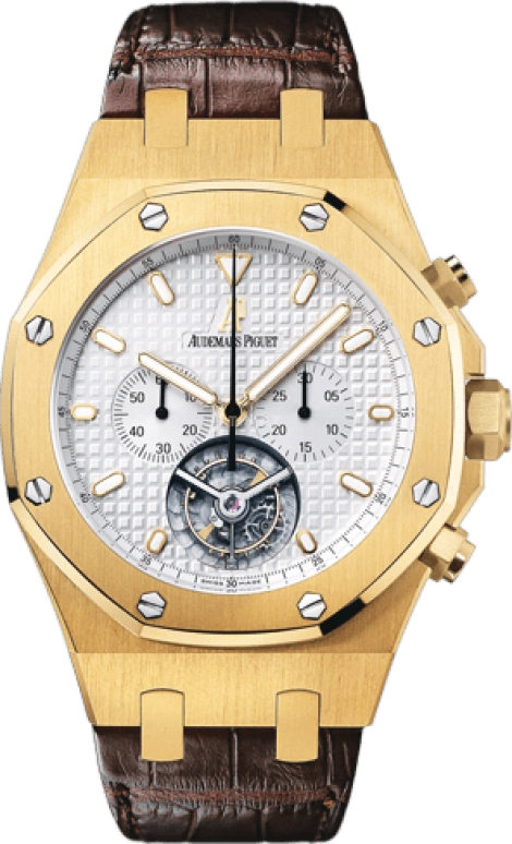 Audemars Piguet,Royal Oak 44mm,44mm,Yellow Gold,Silver,White,Handwound,Chronograph,Tourbillon,25977BA,25977BA.OO.D088CR.01