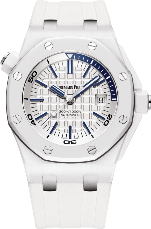 Audemars Piguet,Royal Oak Offshore 42mm,42mm,Ceramic,White,Silver,Automatic,Day,60hours,15707CB,15707CB.OO.A010CA.01