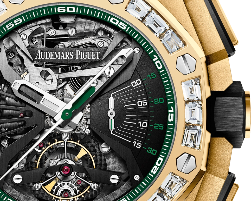 Audemars Piguet,Royal Oak Concept 44mm,44mm,Ceramic,Yellow Gold,Skeleton,Grey,Handwound,Chronograph,Tourbillon,Minute Repeater,26593BA,26593BA.ZZ.D002CA.01