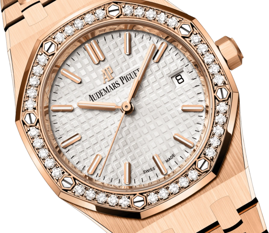 Audemars Piguet,Royal Oak 34mm,34mm,Red Gold,Silver,White,Automatic,Day,50hours,77351OR,77351OR.ZZ.1261OR.01