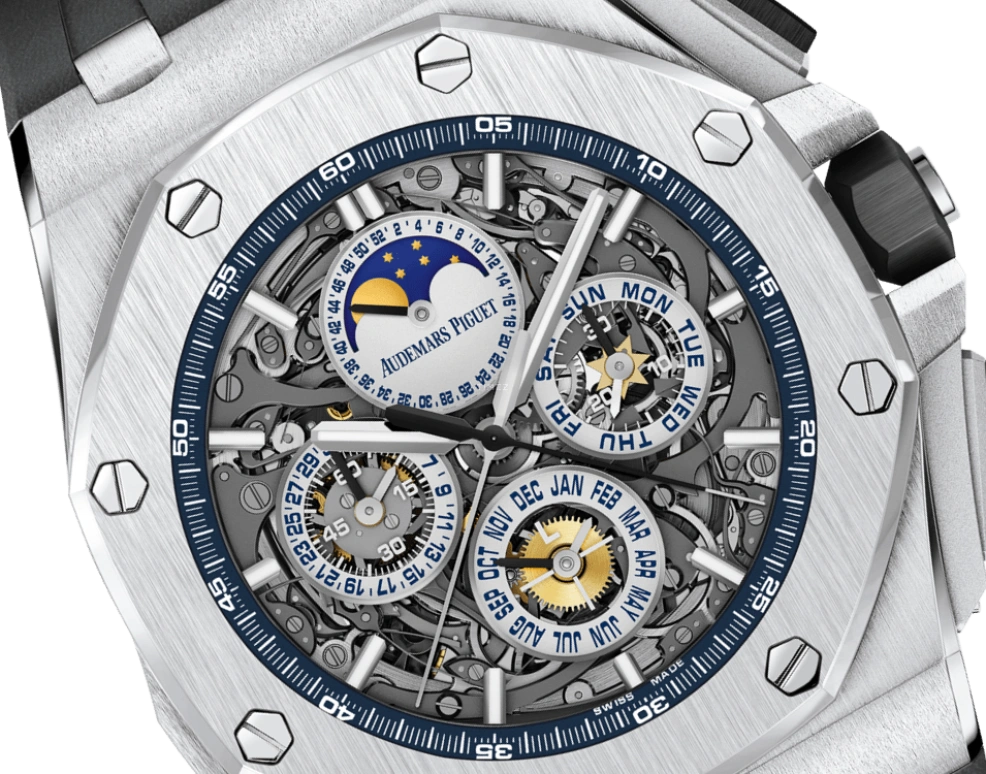 Audemars Piguet,Royal Oak Offshore 44mm,44mm,White Gold,Skeleton,Automatic,Chronograph,Moonphase,Perpetual Calendar,Month,45hours,In-house Caliber,26571BC,26571BC.OO.A002CA.01