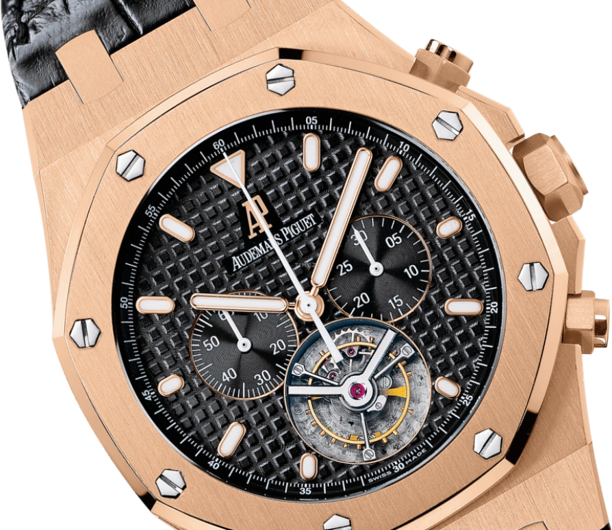 Audemars Piguet,Royal Oak 44mm,44mm,Pink Gold,Black,Handwound,Chronograph,Tourbillon,25977OR,25977OR.OO.D002CR.01